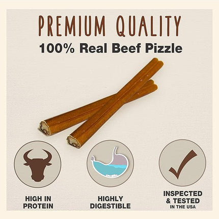 Cadet Bully Sticks for Small Dogs, All-Natural Beef Pizzle, Rawhide-Free Long-Lasting Dog Chews for Aggressive Chewers, 4 Count