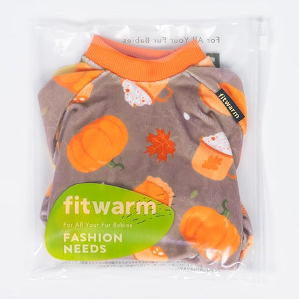 Fitwarm Pumpkin Dog Pajamas, Thanksgiving Outfit for Small Dogs Boy Girl, Pet Onesie, Brown, Orange, XXL