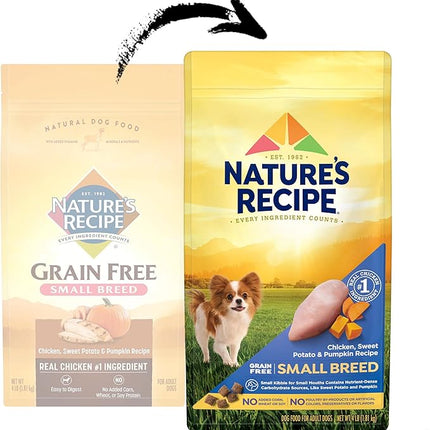 Nature's Recipe Grain Free Small Breed Dry Dog Food, Chicken, Sweet Potato & Pumpkin Recipe, 4 lb. Bag