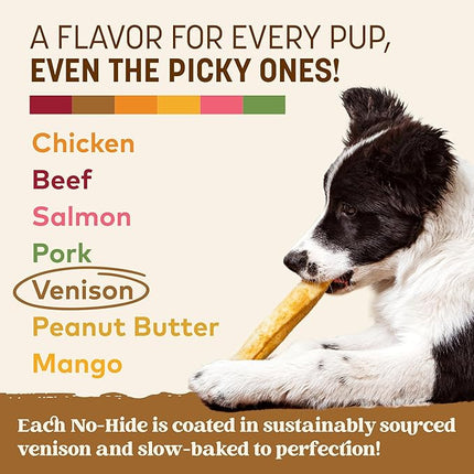 Earth Animal No Hide Chews - Long Lasting Rawhide Free Medium Dog Chews Rolls, Venison - 2 Count