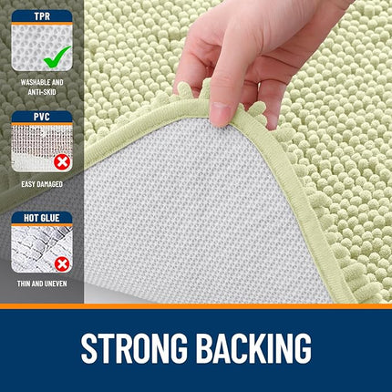 OLANLY Bathroom Rugs 44x24, Extra Soft Absorbent Chenille Bath Rugs, Rubber Backing Quick Dry, Machine Washable Bath Mats for Bathroom Floor, Tub and Shower, Home Decor Accessories, Vanilla