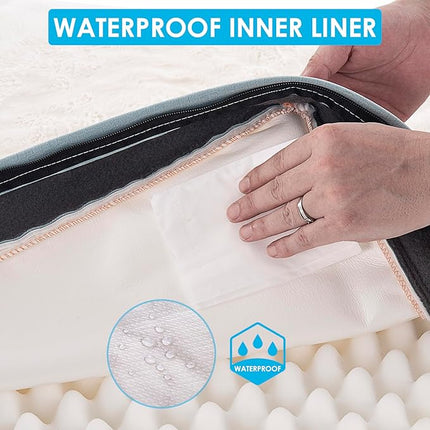 Extra Large Orthopedic Dog Bed for Big Dogs - XL Waterproof Dog Bed with Removable Washable Cover & Anti-Slip Bottom, Crate Bed, Deluxe Plush Pet Bed Mat (Blue)