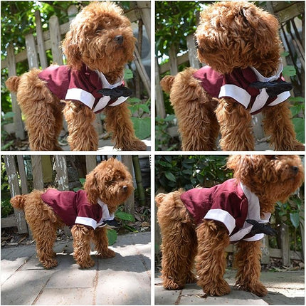 Lovelonglong Bulldog Costume Dog Suit Formal Tuxedo with Black Bow Tie Wedding Clothes for Pugs/French Bulldog/English Bulldog/American Pit Bull Brown B-M