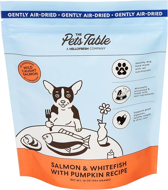 The Pets Table Salmon & Whitefish with Pumpkin Grain Free Air Dried Dog Food, 1 lb / 16 oz Bag