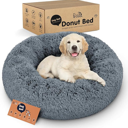Donut Dog Bed - Premium Comfort for Anxiety Relief - Fluffy & Calming Design with Ultra-Plush Support | Cozy Round Dog Bed with Super Soft Circle Style (Dark Grey, Small)