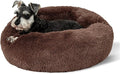 Bedsure Calming Dog Bed for Small Medium Dogs - Donut Washable Medium Pet Bed, 27 inches Anti-Slip Round Fluffy Plush Faux Fur Cat Bed, Coffee