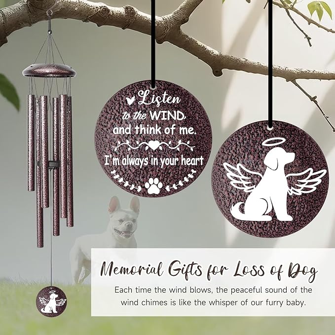 Memorial Gifts for Loss of Dog, 25 inch Pet Memorial Wind Chimes, Loss of Dog Sympathy Gift, Pets Remembrance Gift, Bereavement Gifts Dogs, in Memory of Dogs Wind Chimes for Outside Garden