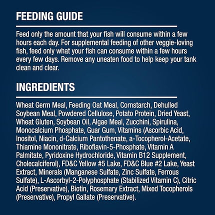 Tetra PlecoWafers for Algae-Eating Fish, 6.5 Ounces, Complete Daily Diet for Herbivore Bottom-Feeding Aquatic Pet, Sinking Fish Food to Support Digestibility