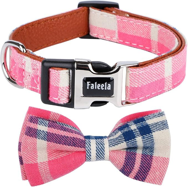 Faleela Soft &Comfy Bowtie Dog Collar,Detachable and Adjustable Bow Tie Collar,for Small Medium Large Pet (Medium (Pack of 1), Pink)