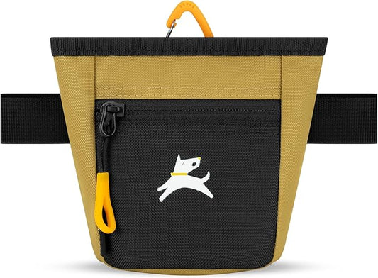 OllyDog Goodie Treat Bag, Dog Treat Pouch, Waist Belt Clip for Hands-Free Training, Magnetic Closure, Dog Training and Behavior Aids, Three Ways to Wear (Antelope)