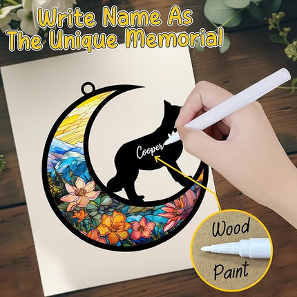 Border Collie Memorial Suncatcher, Personalized Rainbow Bridge Remembrance with Name & Date, Dog Lover Passing Away Gift, Loss of Pet Bereavement Gifts, Hanging Window Decor, Car