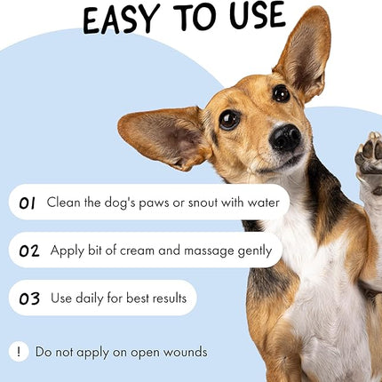 Belly Snout & Paw Cream for Dogs (1.7 oz) - 100% Natural Lick Safe Moisturizer, Soother & Protector for Cracked Paws, Snow & Salt - Fragrance Free - Elbows, Paws & Snout Soother for Dogs