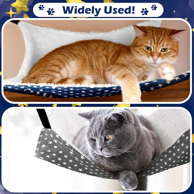 2 Pieces Reversible Cat Hanging Hammock Soft Breathable Pet Cage Hammock with Adjustable Straps and Metal Hooks Double Sided Hanging Bed for Small Dogs Rabbits(Pentagram,L)