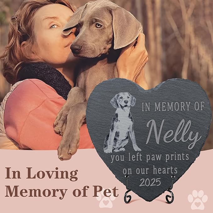 Pet Memorial Stone, Dog Memorial Stone, Dog Memorial Gifts for Loss of Dog, Pet Memorial Gifts, Loss of Pet Sympathy Gift, in Loving Memory Pet - in Memory of Our Hearts - Heart Shaped