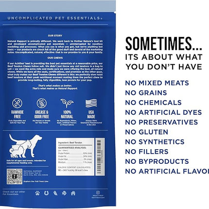 Natural Rapport Beef Tendon Dog Treats - The Only Beef Tendon Chews Dogs Need- All Natural Dog Treats for Small and Large Dogs (5 Chews)