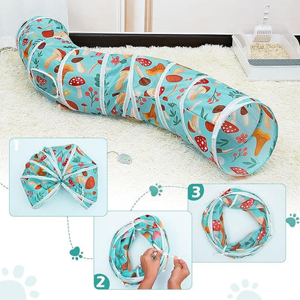 Glittme Cat Tunnel, Cat Tunnels for Indoor Cats, S-Shape Cats Cave with Cat Toys, Foldable Cat Tubes and Tunnels for Cats, Rabbit, Puppy, Guinea Pig