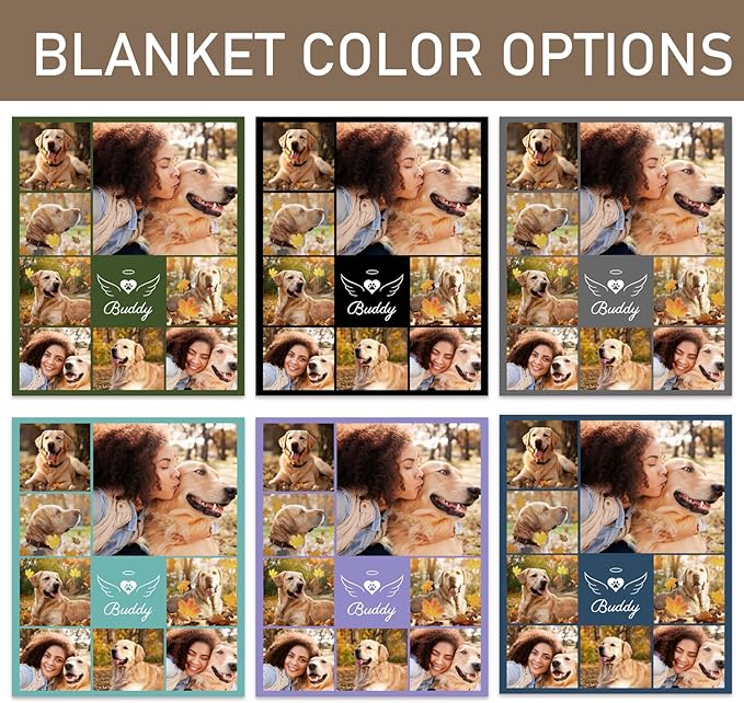Custom Dog Blanket, Dog Memorial Gifts for Loss of Dogs, Personalized Throw Blanket with Pictures Name, Cat Memorial Blanket Gift, Pet Remembrance Gifts, Pets Loss Sympathy Gifts
