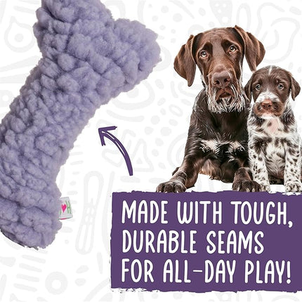 HuggleHounds Plush Bone Dog Toy - Dog Fuzzy Bone Toy, Durable Stuffed Soft Fleece for Large Breeds, Puppies, Faux Sheepskin - 12" HuggleHug & 2 Fl Oz Lavender Spray