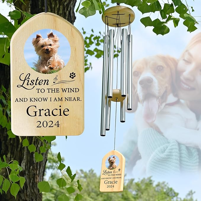 Personalized Pet Memorial Gifts, Pet Memorial Wind Chime, Dog Memorial Gifts, Cat Memorial Gifts, Pet Loss Gifts, Pet Loss Sympathy Gift, Dog Bereavement Gift, Dog Remembrance Gift - I Am Near