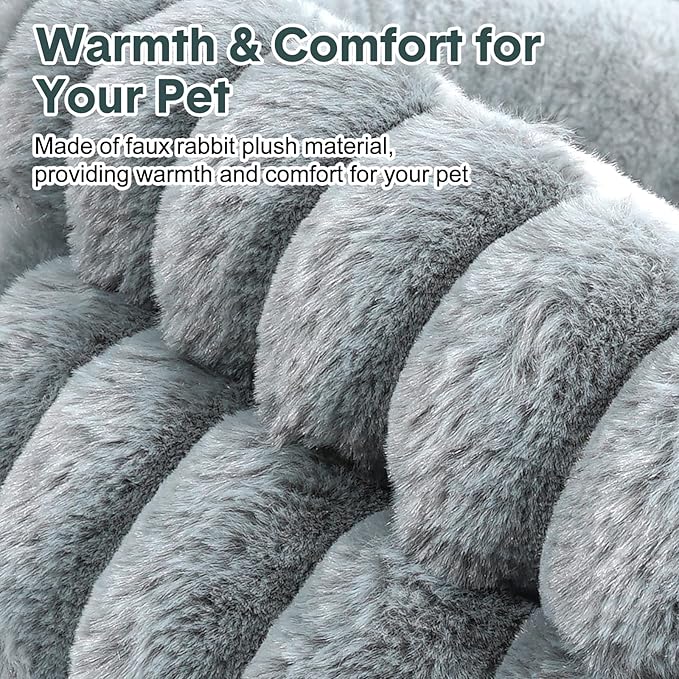 Cat Beds for Indoor Cats, Washable Round Bed for Small Dogs, Soft Pet Bed for Puppy and Kitten with Anti-Slip Bottom (Gray, 24in)