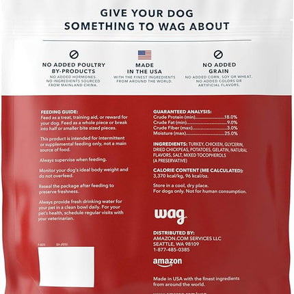 Amazon Brand - Wag Soft & Tender American Jerky Dog Treats – Turkey Recipe (6 oz)