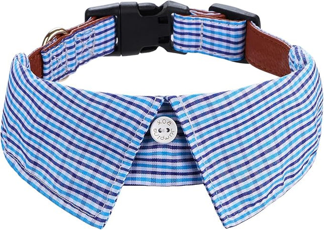 Faleela Cotton Plaid Shirt Style Dog Collar Soft Cute,Boy Dog Collar with Quick-Release Buckle,Adjustable Bow Tie Collar for Small Medium Large Dogs