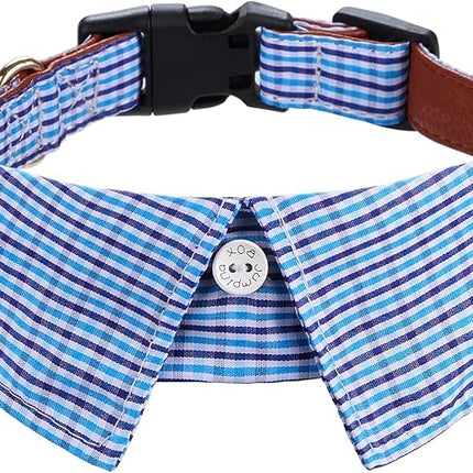 Faleela Cotton Plaid Shirt Style Dog Collar Soft Cute,Boy Dog Collar with Quick-Release Buckle,Adjustable Bow Tie Collar for Small Medium Large Dogs