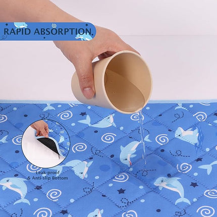 IEUUMLER Washable Pee Pads for Dogs, 2 Pack Non-Slip & Waterproof Pack Whelping Pad, Reusable Washable Puppy Potty Training Pad with Fast Absorbent for Playpen EU007 (Dolphin, 36"X24"-2pcs)
