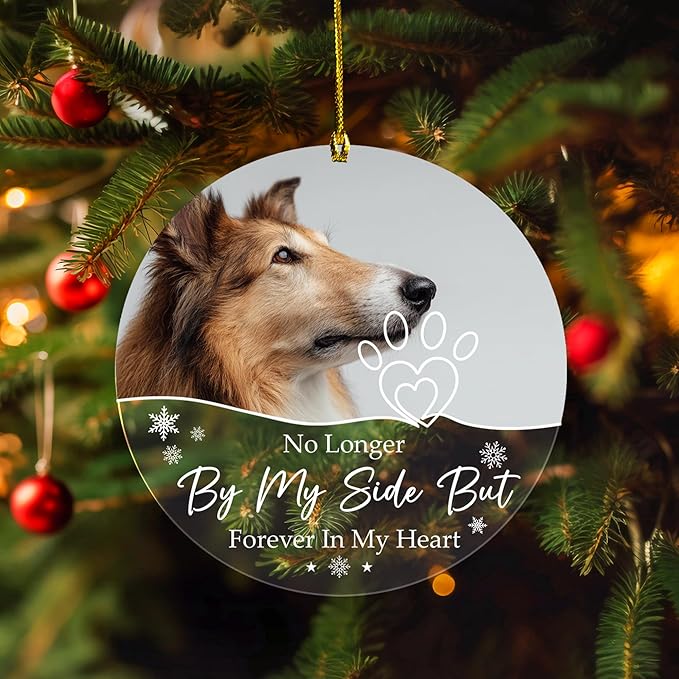 Pavo Personalized Pet Photo Ornaments, Pet Sympathy Remembrance Gifts for Loss of Dogs Cats Pets, Loss of Dog Sympathy Gift, Pet Memorial Ornaments for Christmas Tree, Christmas Ornament 2025