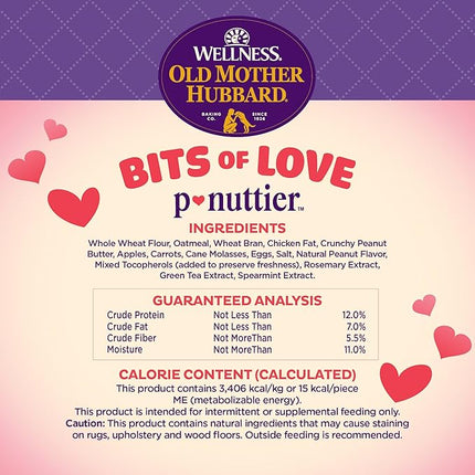 Old Mother Hubbard Wellness Bits of Love P-Nuttier Dog Biscuits, Natural, Seasonal, Valentine's Day Treats, Peanut Butter Flavor, (6 Ounce Bag)