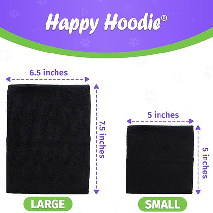Happy Hoodie The Original Dog & Cat Calming Band - American Brand - Anxiety Relief/Noise Protection-Grooming-Thunder-Fireworks 2 Pack Black (1 Small, 1 Large) - Since 2008