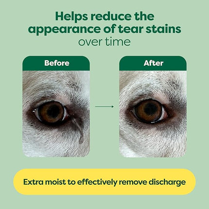 Earth Rated Vet-Developed Pet Eye Wipes, Hypoallergenic Cleaner for Dogs & Cats Eyes to Remove Dirt & Discharge, Fragrance Free, 70 Count