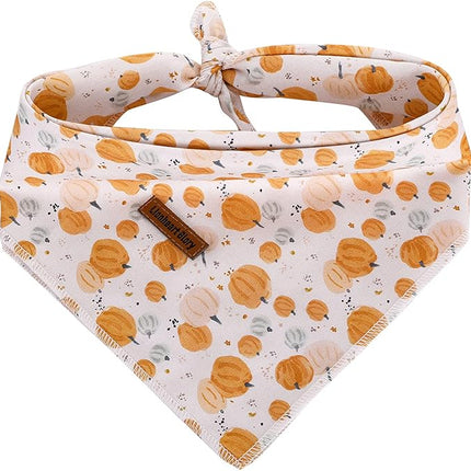 Lionheart glory Dog Bandana 1 Pack Washable Soft Cotton Halloween Pumpkin Bibs Scarf, Adjustable Kerchief Square Dog Bandanas for Small Dogs