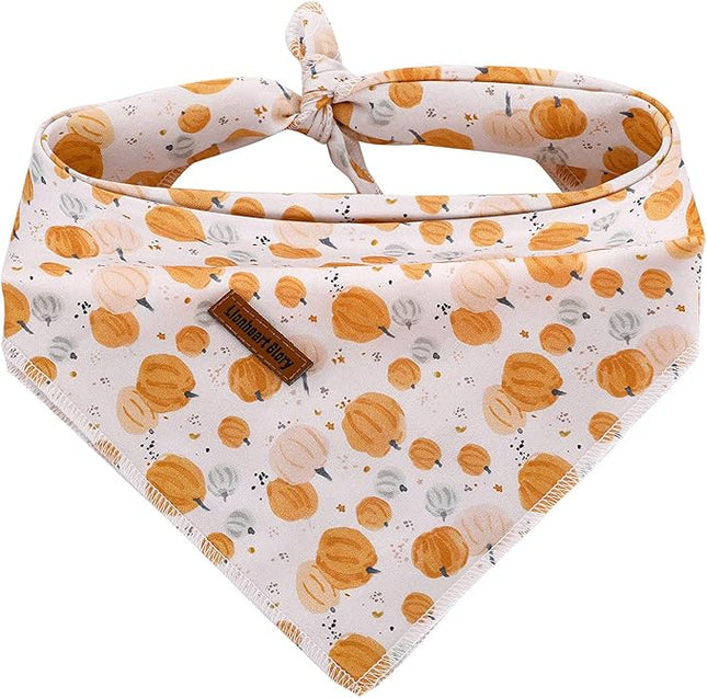 Lionheart glory Dog Bandana 1 Pack Washable Soft Cotton Halloween Pumpkin Bibs Scarf, Adjustable Kerchief Square Dog Bandanas for Small Dogs