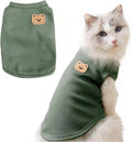 Waffle Knit Cat & Dog T Shirt for Small Dogs, Stretchable Puppy Shirt for Sphynx Cats & Small Breeds, Pet Clothes | Breathable Summer/Winter Apparel for Newborn(Green 2XLarge)