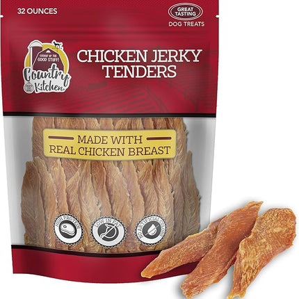 Country Kitchen Chicken Jerky Tender Dog Treats, Made with Real Chicken, High Protein, Low Fat, No Artificial Colors, 32 oz