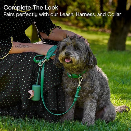 Wild One Dog Poop Bag Holder and Dispenser with Leash Attachment, Leak Proof, Easy Twist Top for Refills, Includes 1 Roll Bags, Blush