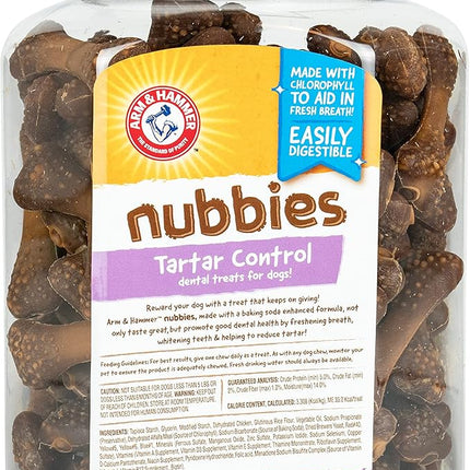 Arm & Hammer for Pets Nubbies Dental Treats for Dogs with Baking Soda and Calcium, Treat Chews Help Fight Bad Breath, Plaque & Tartar, Chicken, Value Bucket, 139 Pcs, 6-Pack (Packaging May Vary)
