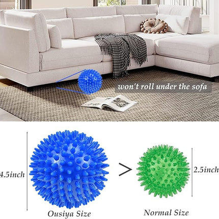 Dog Balls 4.5" Squeaky Dogs Ball for Large Spikey Dog Ball for Aggressive Chewers Heavy Duty Teething Medium Durable Dogs Balls (2 Pack)