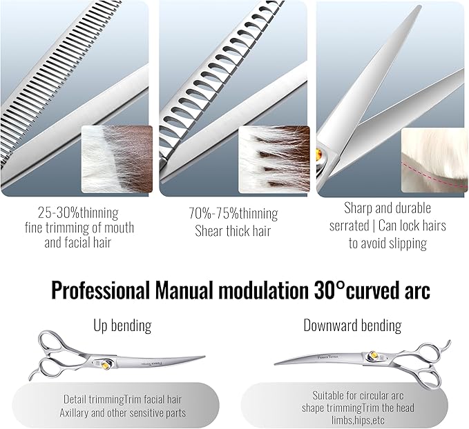 Fenice Professional Dog Grooming Scissors: Shears Set for Dogs Trimming Made Of Japanese 440C Stainless Steel Yellow Diamond