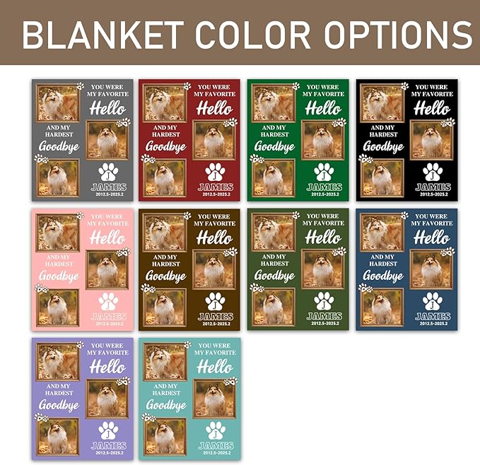 Pet Memorial Gifts, Custom Dog Blanket with Photos and Name, Personalized Memorial Blankets with Pictures, Memorial Gifts for Loss of Dog Cat, Pet Remembrance Gifts, Loss of Pet Sympathy Gifts