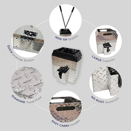 ActiveDogs Dog Poop Bucket Pet Waste Container - Heavy Duty Dog Poop Trash Can Outside Disposal Pail - A Rust-Resistant, Aluminium Metal, 5 Gallon Pail - Made in USA