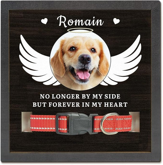 Dog Memorial Gifts Personalized Picture Frame, in Memory of Dog Passing Away Sympathy Gifts for Loss of Dogs, Cat Memorial- Fits 3 Collar Lengths