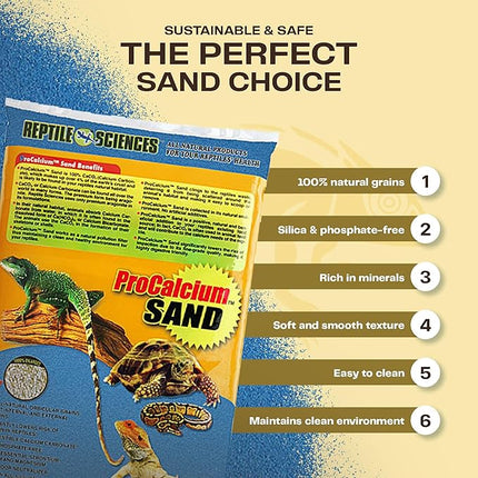 Blue Pro-Calcium Terrarium Sand - 10 lbs - Natural Substrate for Reptile Habitats, Supports Digging & Enclosure Maintenance