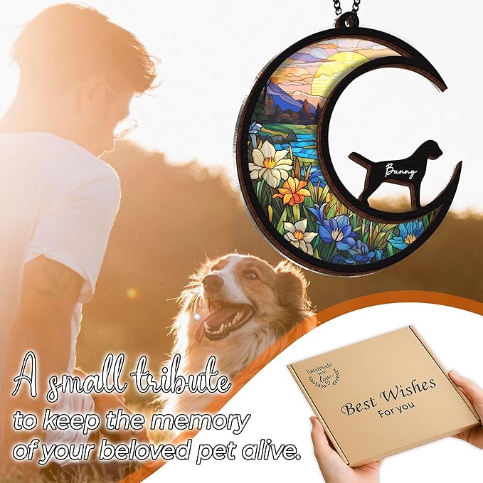 6'' Dalmatian Dog Memorial Suncatcher Personalized Name Dog Breed Pet Ornament Window Car Hanging Sympathy Gift for Loss of Pet Passed Away Remembrance Gift for Dog Lovers SCD-B11-6-15