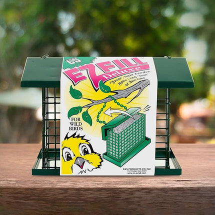 C&S EZ Fill Deluxe Suet and Snak Feeder with Roof & Platform, Suet Feeder for Wild Birds, Holds one 56 Ounce Suet Cake