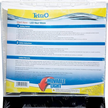 Tetra 1 Gallon Half Moon Small Fish Tank w/ Movable LED Light, For Betta & Gold Fish, Aquarium