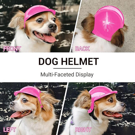 LESYPET Dog Helmet for Small Dog, Pet Hat for Puppy Cat with Ear Holes Safety Cap Adjustable Strap Head Protection for Outdoor Biking Riding Walking, Pink Small