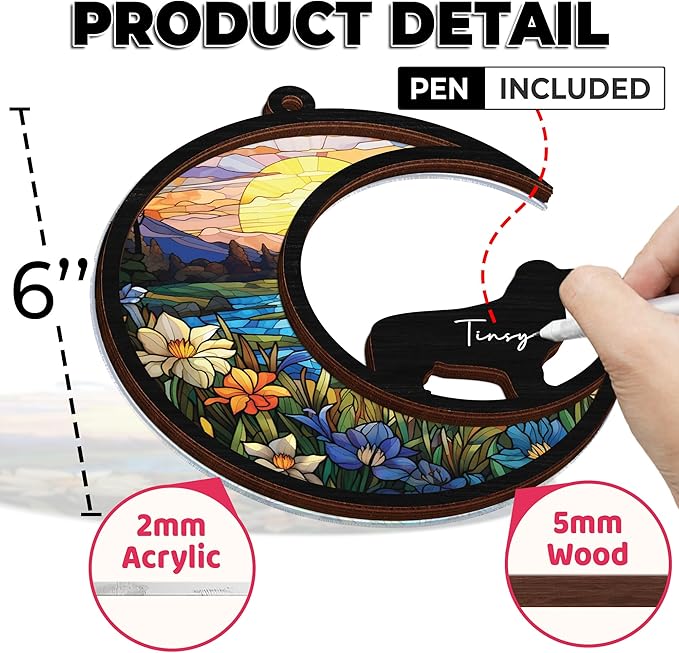 6'' Newfoundland Dog Memorial Suncatcher Personalized Name Dog Breed Pet Ornament Window Car Hanging Sympathy Gift for Loss of Pet Passed Away Remembrance Gift for Dog Lovers SCD-B11-6-80