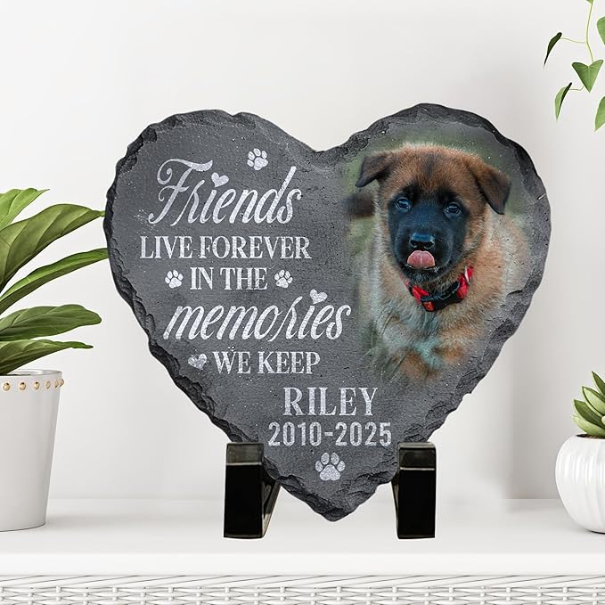 Personalized Dog Memorial Gifts for Loss of Dog, Custom Pet Memorial Stone with Photo Name Date, Stones for Dogs, Gift for Cat Lovers, Bereavement Sympathy Gift for Pet Lover, Quote 7